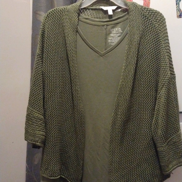 Women's Time and Tru dress with shawl. Bay leaf color size XL/XG(16-18). - Picture 4 of 8
